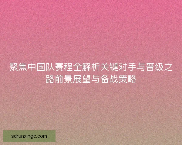 聚焦中国队赛程全解析关键对手与晋级之路前景展望与备战策略