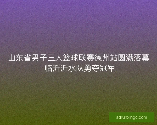 山东省男子三人篮球联赛德州站圆满落幕 临沂沂水队勇夺冠军
